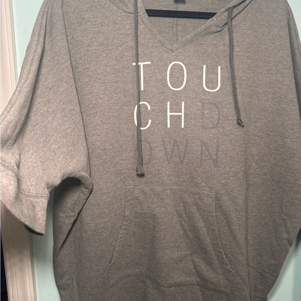 Gray Football “Touchdown”  Hoodie with Front Pocket